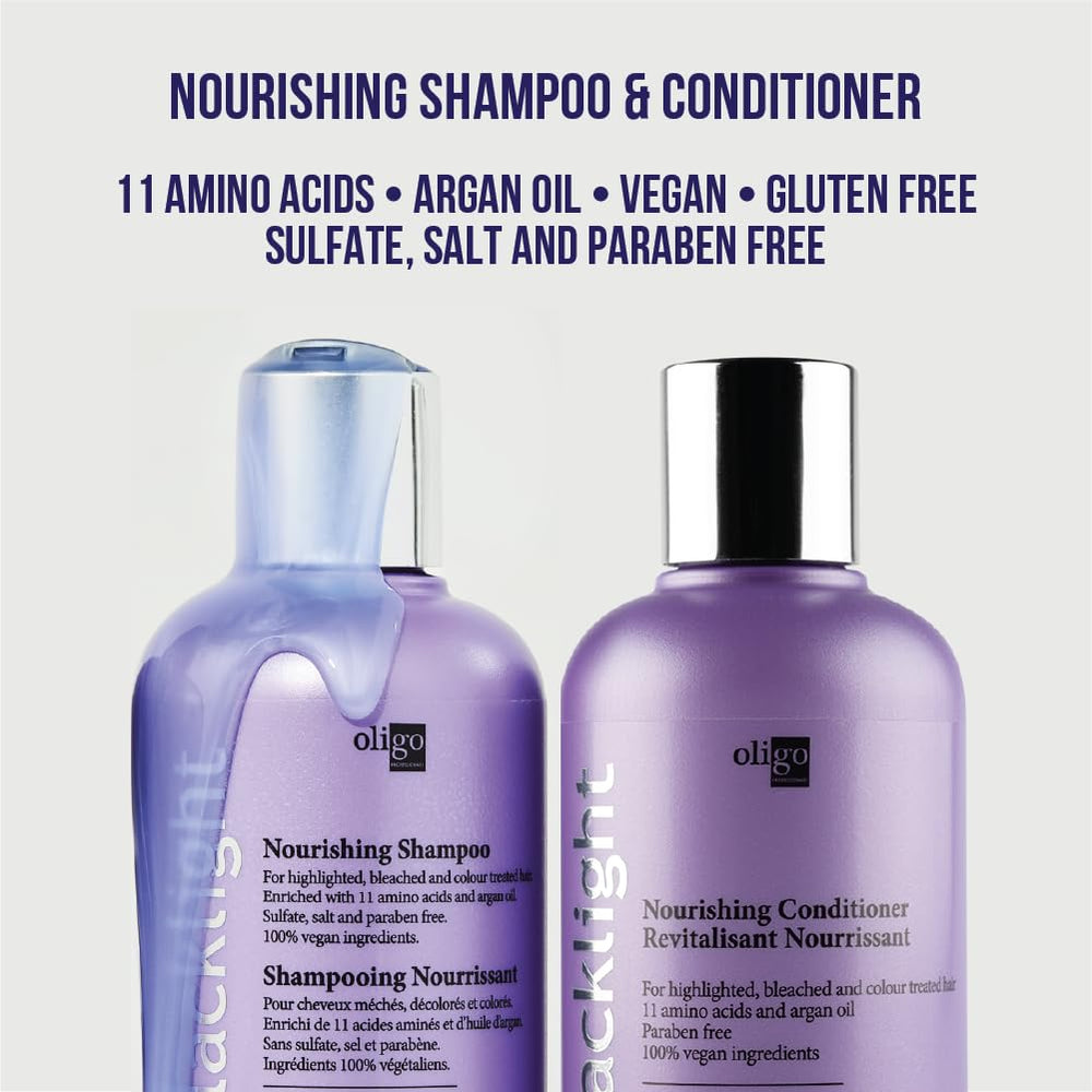 Oligo Professionnel Blacklight label emphasizes sulfate-free vegan color care.