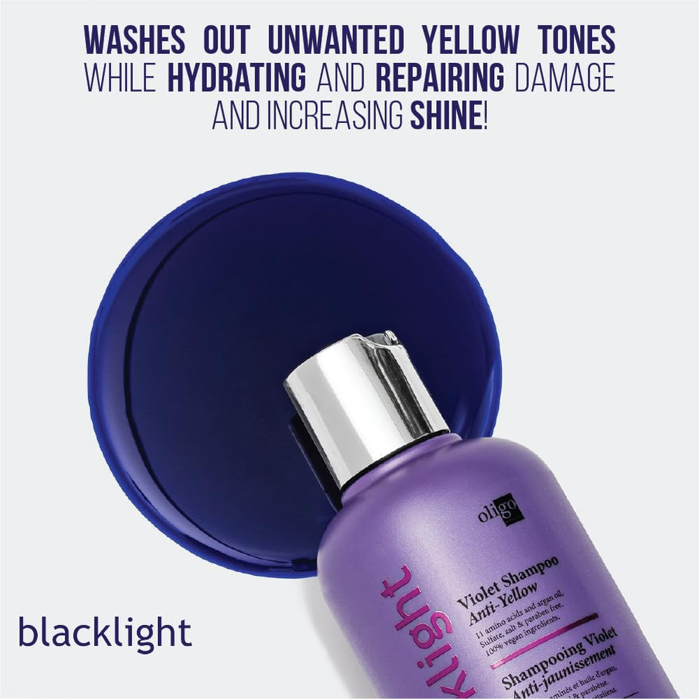 Oligo Professionnel Blacklight Violet Shampoo lather highlighting gentle cleansing