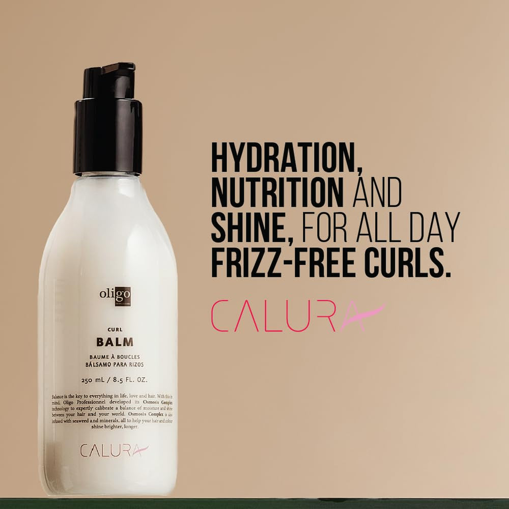 Mineral-infused Calura Curl Balm delivering shine with frizz control on curls
