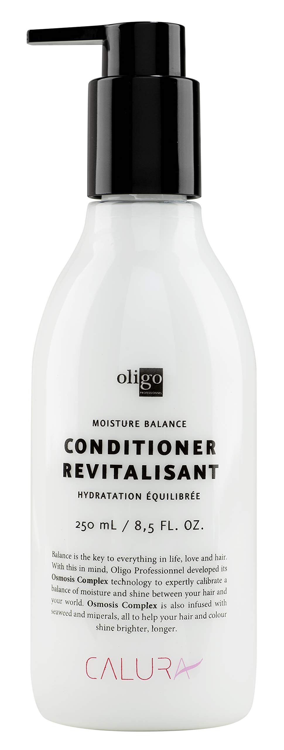 Oligo Calura Moisture Balance conditioner bottle ready for use, nourishing moisture