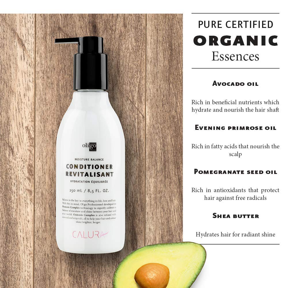 Oligo Calura Moisture Balance conditioner on dry hair for shine boost