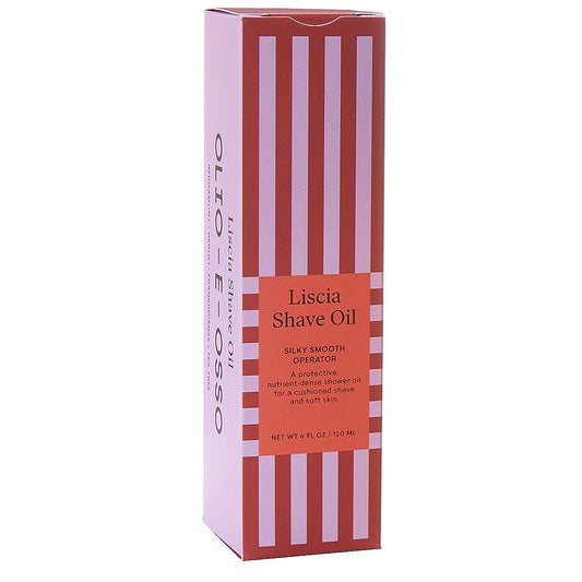 OLIO E OSSO Natural Liscia shave oil application shows smooth, hydrated skin after shaving