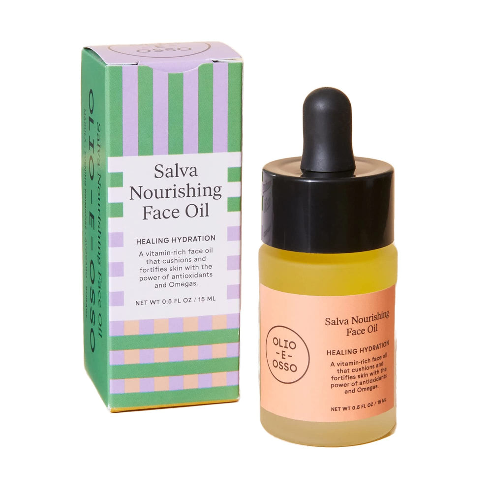 OLIO E OSSO Salva Nourishing Face Oil bottle showing natural hydration for daily skincare.