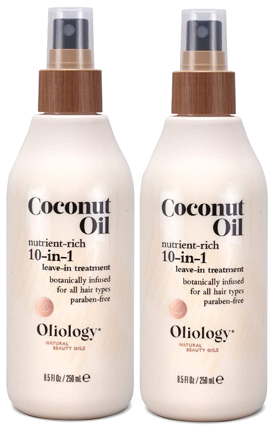 Oliology coconut oil 10-in-1 spray bottle for detangling and shine.
