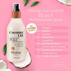Oliology leave-in treatment for all hair types, evenly applied for smoothness.