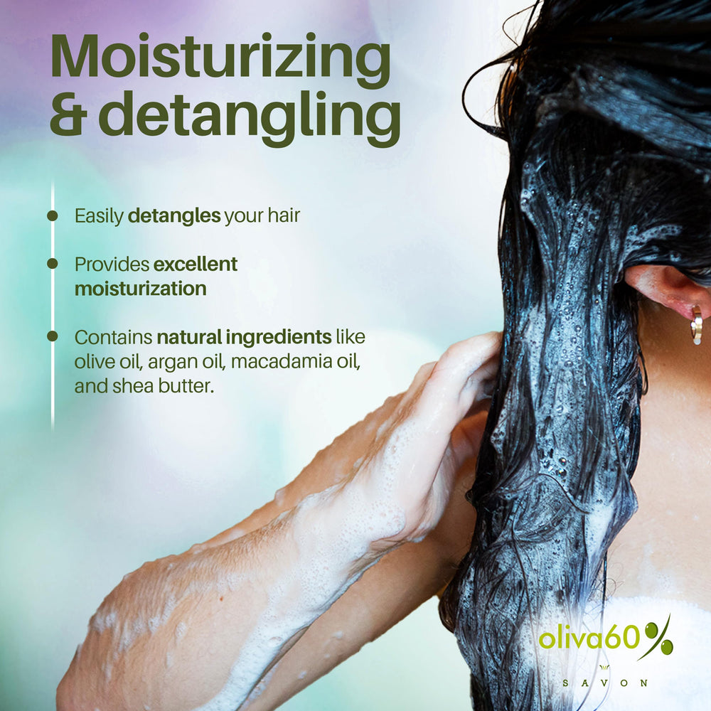 Oliva60 Rosemary Conditioner Bar packaging emphasizes eco-friendly cardboard and natural ingredients.