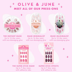 Olive & June uses 94% post-consumer recycled materials for sustainability.