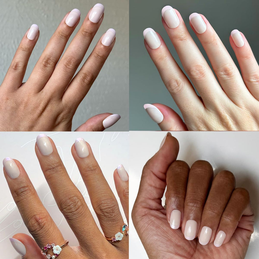 Olive & June close-up shows easy application on natural nails.