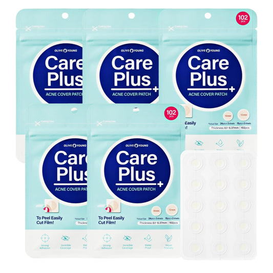 OLIVE YOUNG Care Plus Spot Patch applied on the face for discreet blemish coverage