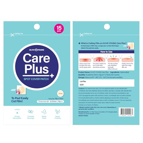 OLIVE YOUNG Care Plus Spot Patch on blemish shows discreet coverage for a clean look