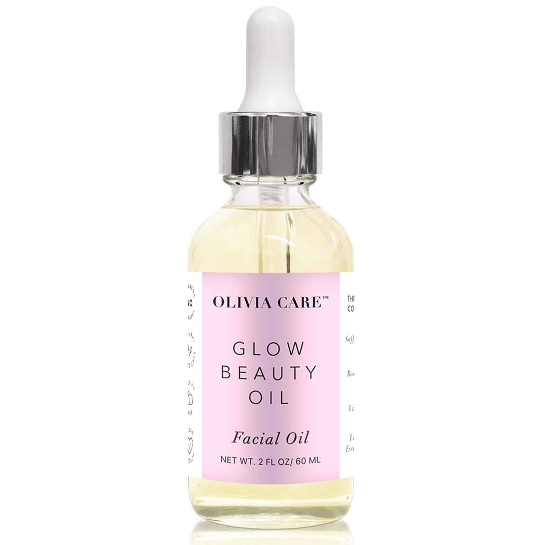 Olivia Care facial oil glow bottle showing radiant hydration and glow