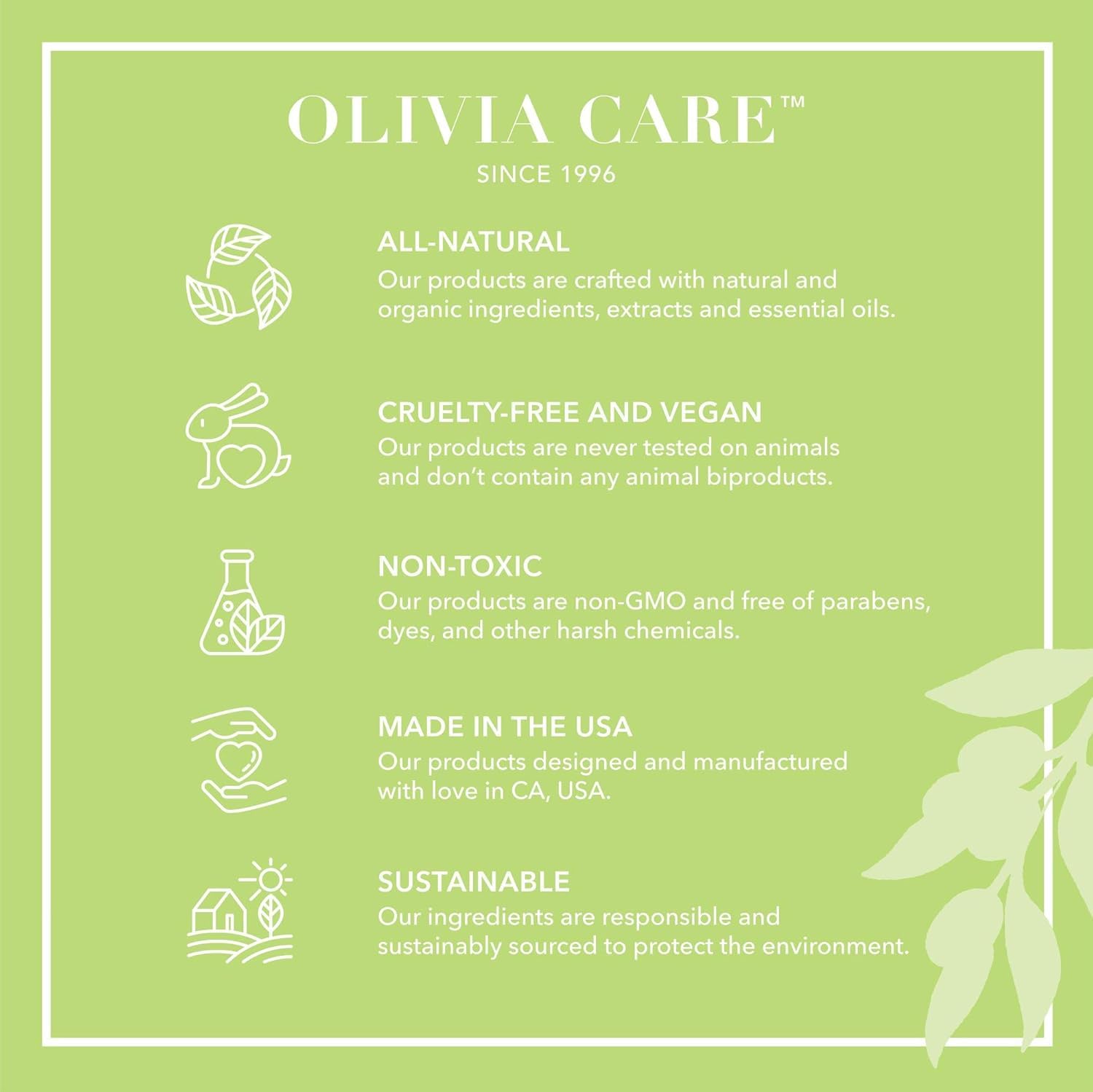 Close-up shows olive oil-based lather delivering hydrating cleanliness.