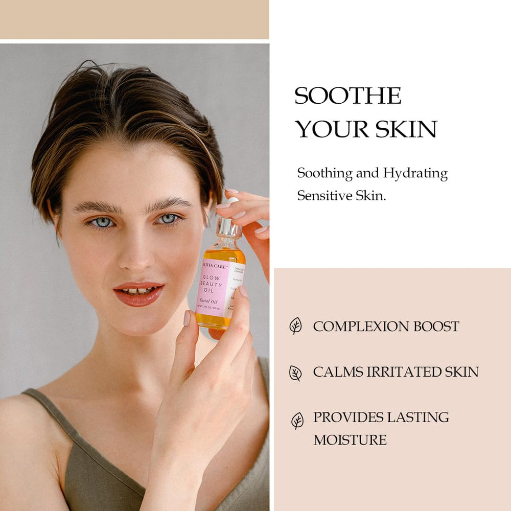 Olivia Care safflower oil bottle highlighting nourishing formula