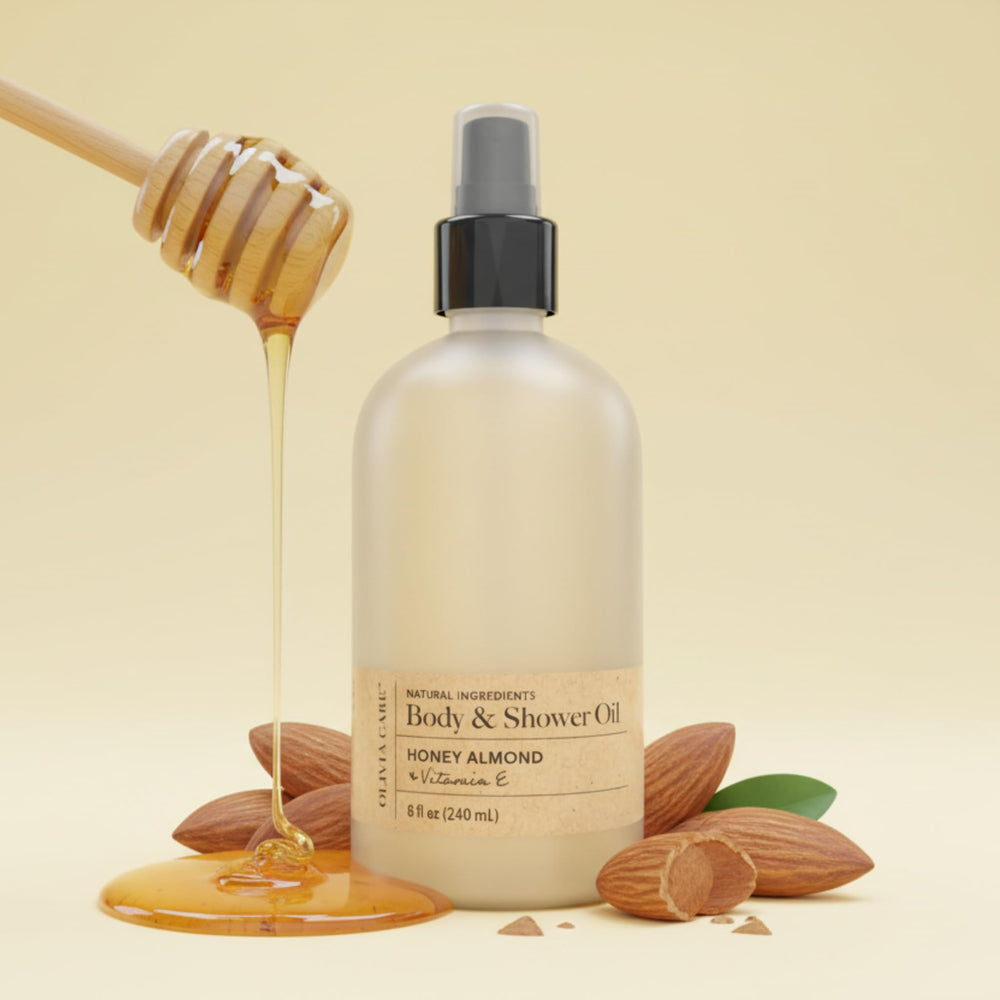 Olivia Care label highlights vitamin E and omega oils for skin support