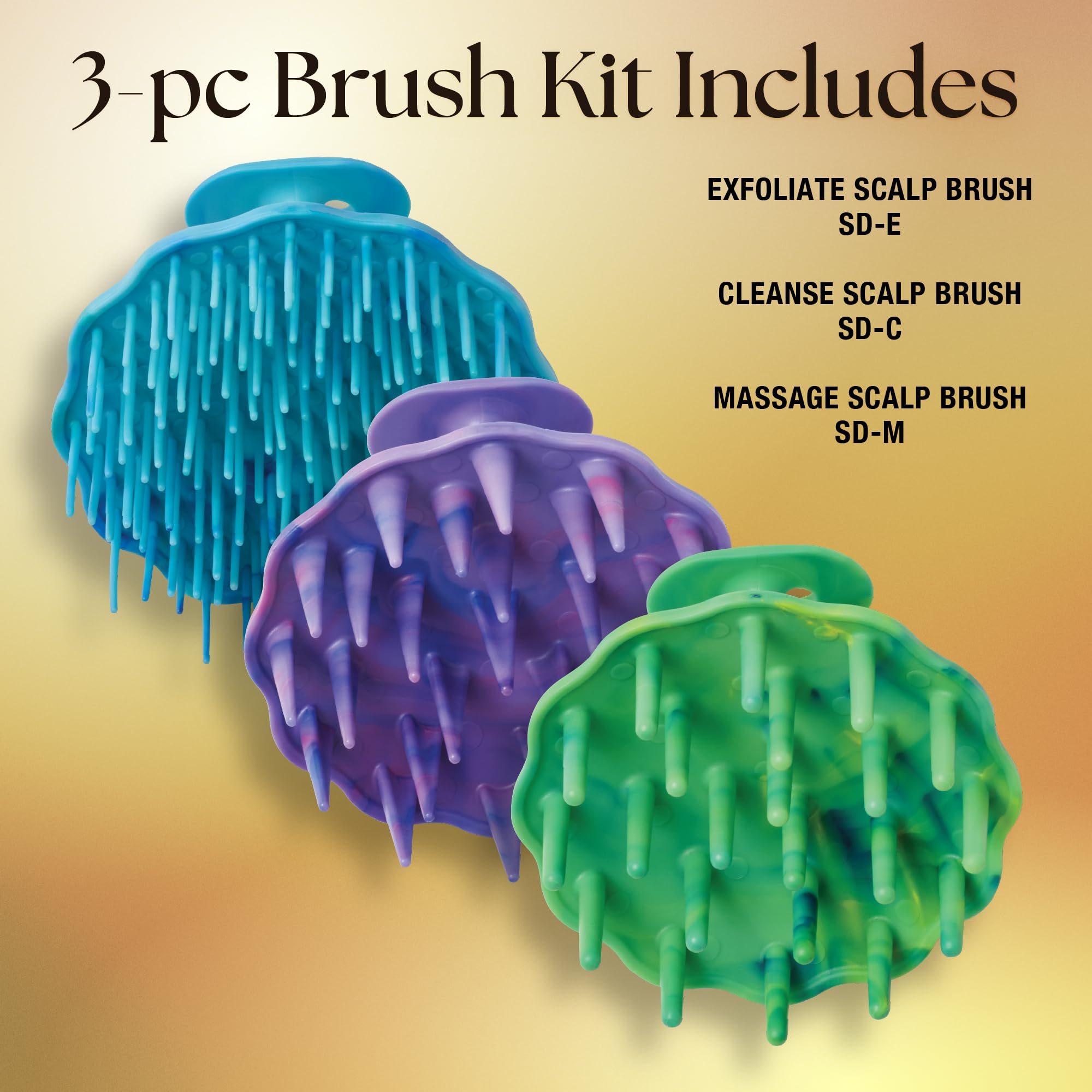 Olivia Garden Scalp Diva brush shows staggered cleansing bristles to refresh scalp and follicles.