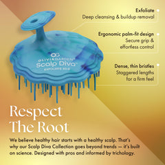 Olivia Garden Scalp Diva brush with thicker massaging bristles for soothing scalp stimulation.