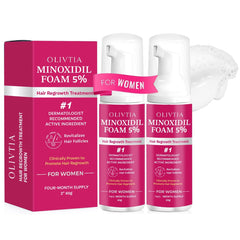 OLIVITA 5% Minoxidil Foam packshot shows the advanced regrowth formula