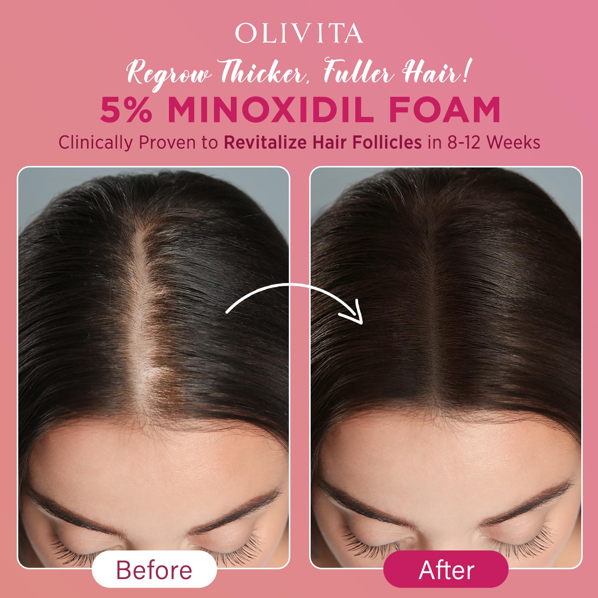 OLIVITA lightweight, fast-absorbing foam glides onto hair roots without greasiness.