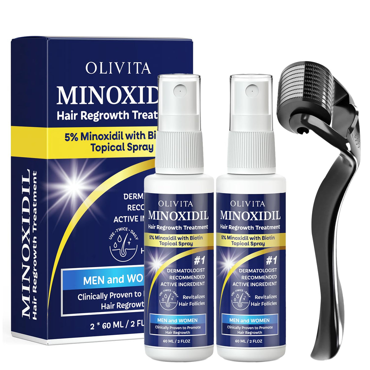 OLIVITA minoxidil spray bottle for easy daily use and scalp care