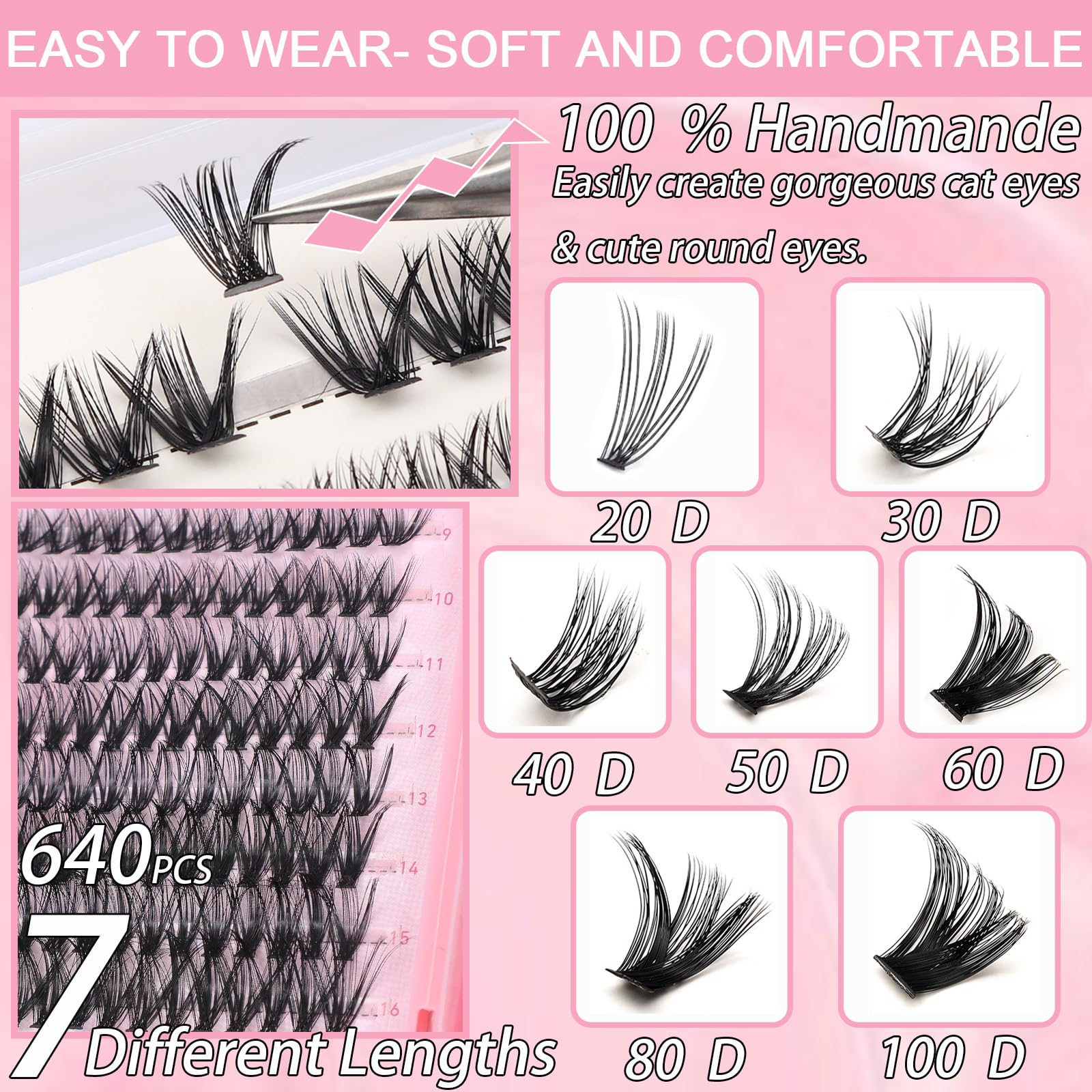OLLAVO lash clusters kit 9-16mm lengths for varied natural-looking styles