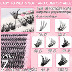 OLLAVO lash clusters kit 9-16mm lengths for varied natural-looking styles