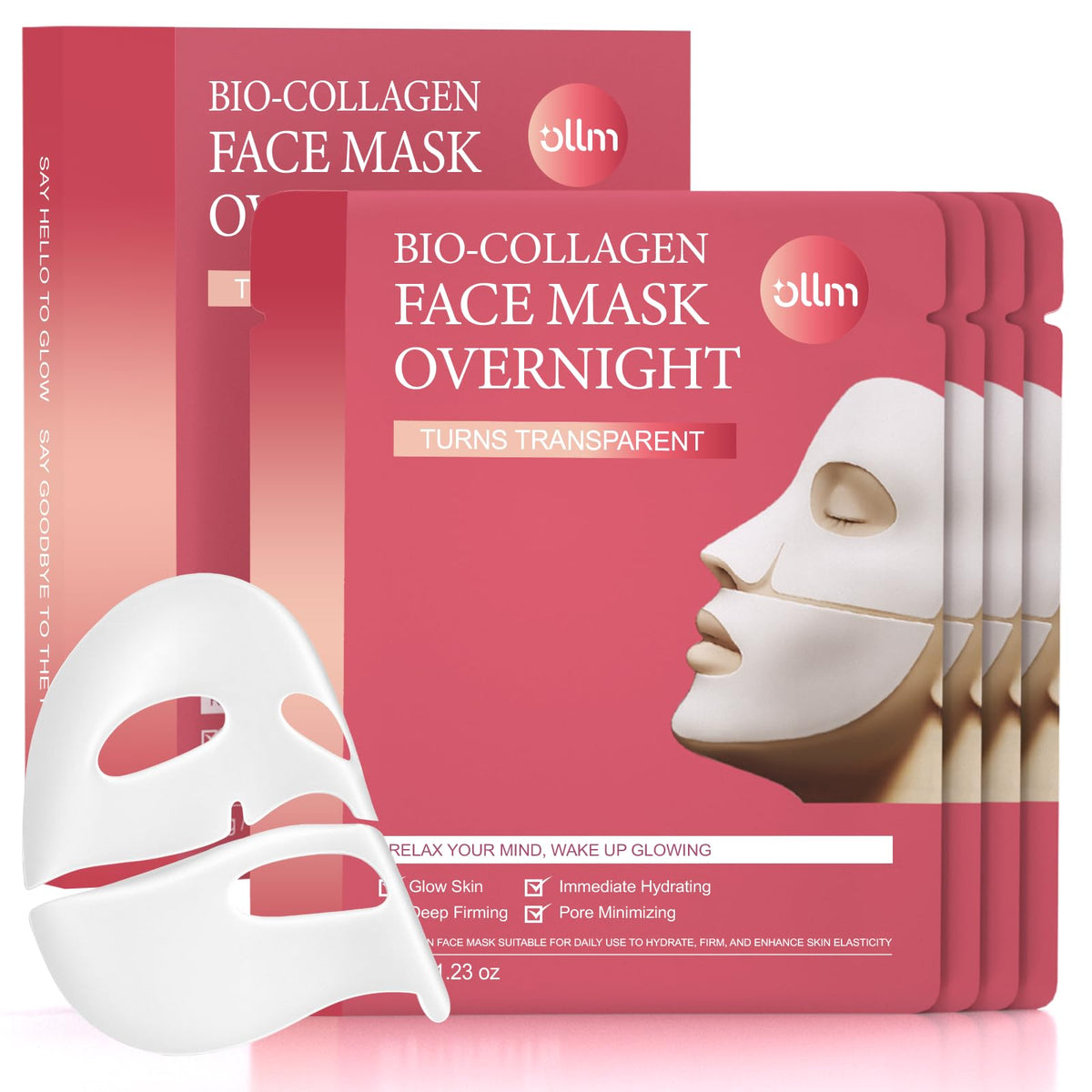 OLLM Korean Overnight Collagen Face Mask packaging highlights premium hydration