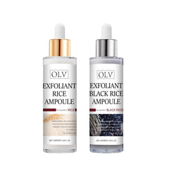 OLV Peel Shot Glow Rice Ampoule white bottle shows brightening formula for radiant skin.
