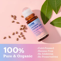 Olvaxin castor oil roll-on application on skin and hair.