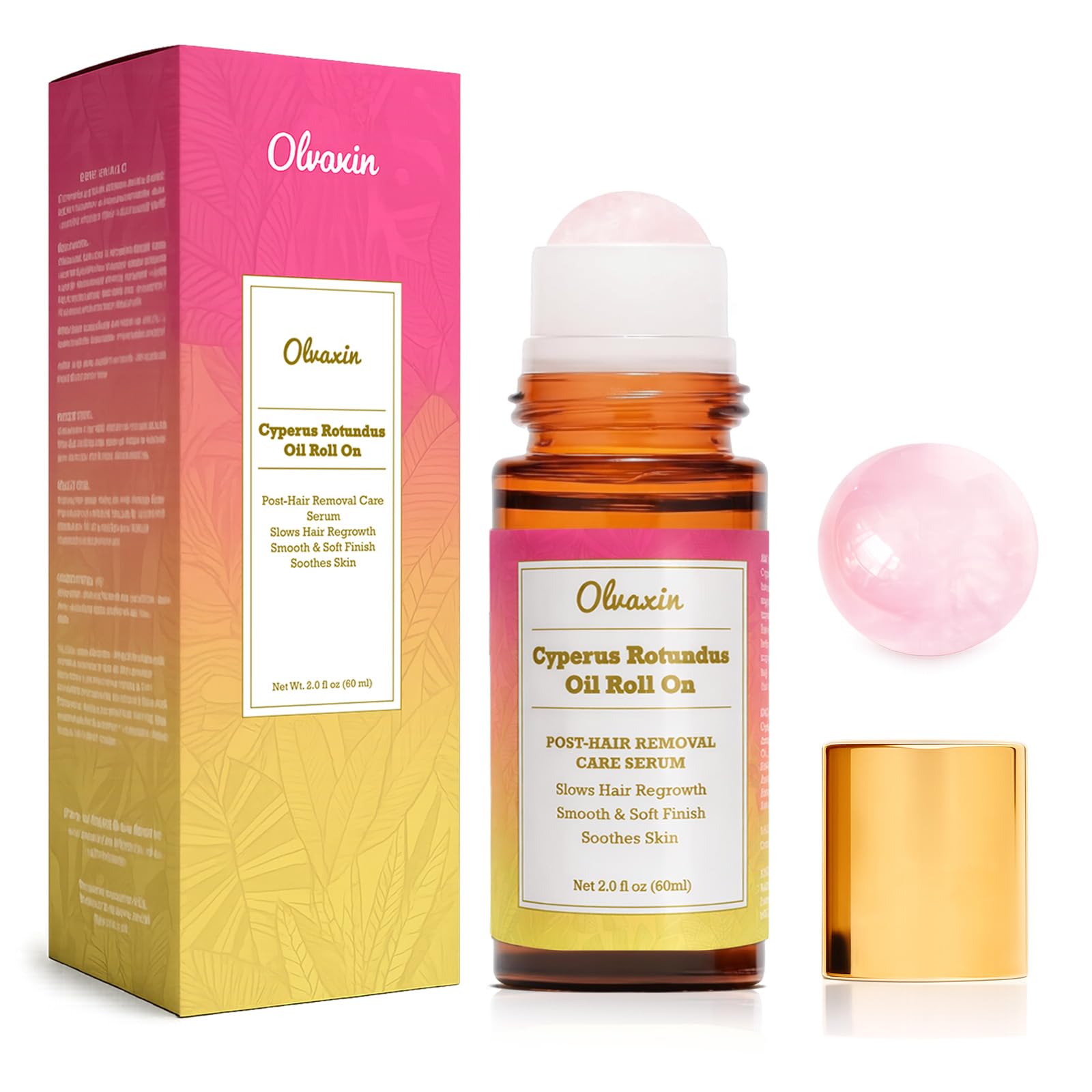 Olvaxin Cyperus Rotundus Oil bottle for natural hair removal care.