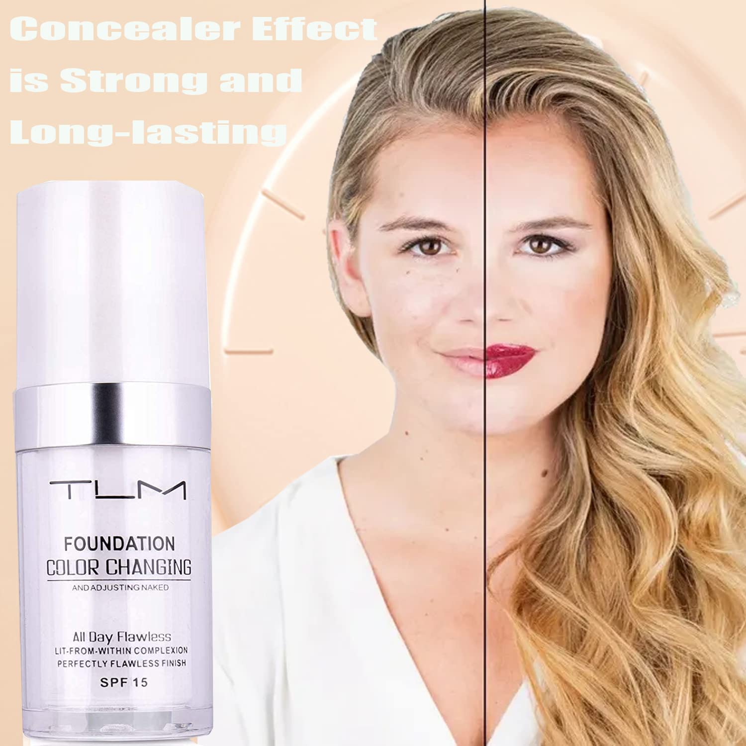 Omaky colour-changing foundation hand-application for easy blending