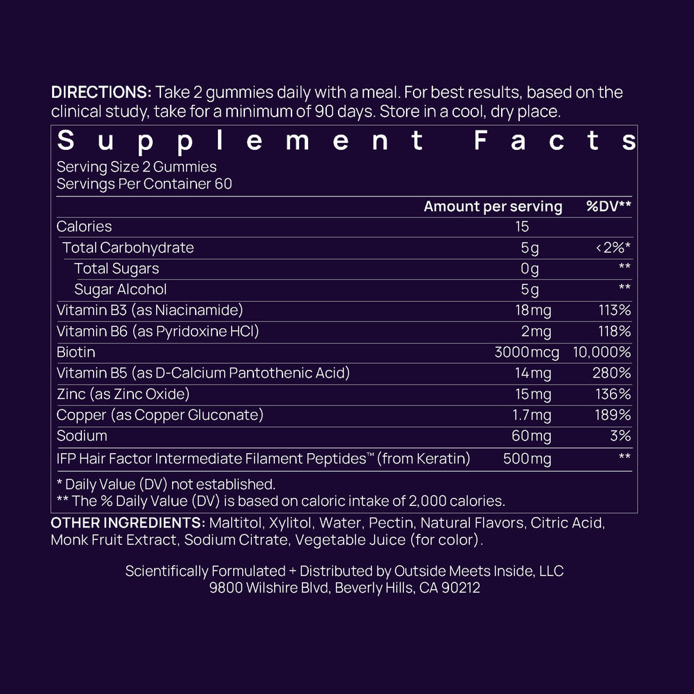 OMI Hair Growth Peptides Gummies concept image suggesting healthier-looking hair with regular use.