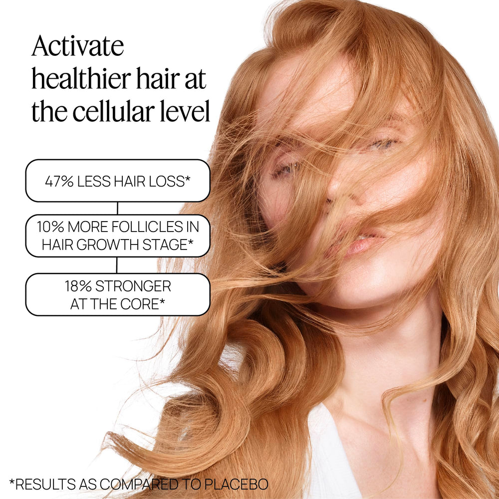 Hands applying OMI WellBeauty peptides to scalp