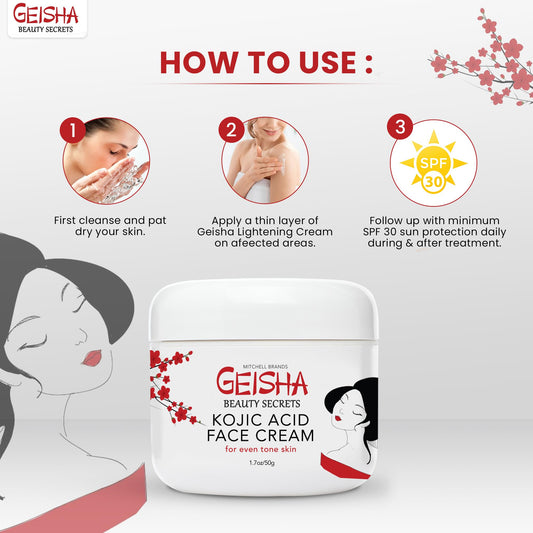 OMIC Geisha Kojic Cream jar closeup with rich moisturizing texture