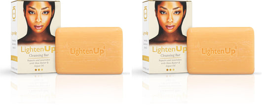 OMIC Lighten-Up cleansing bar in a two-bar pack, compact for travel.