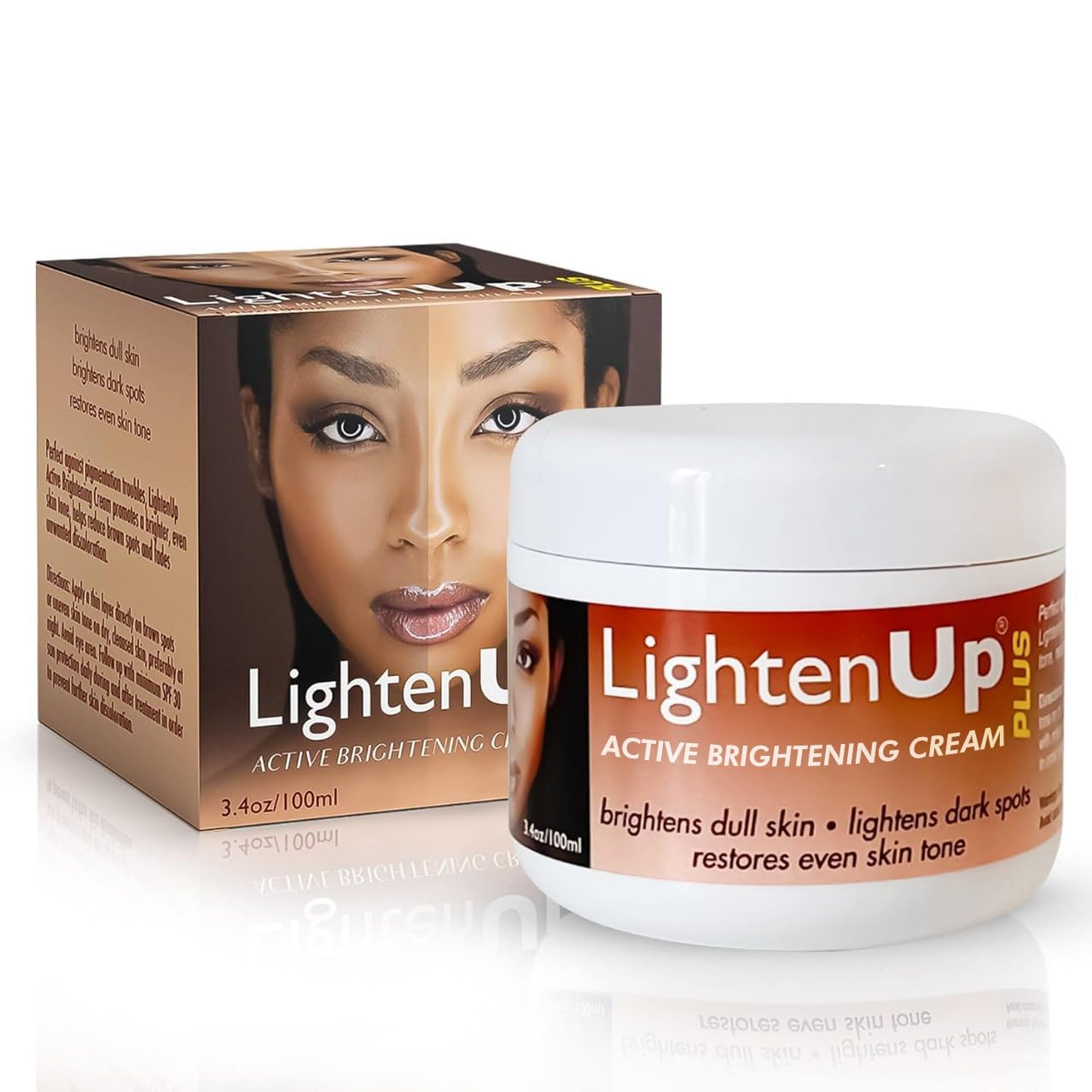 OMIC Lighten-Up Plus brightening cream jar for radiant, even tone.