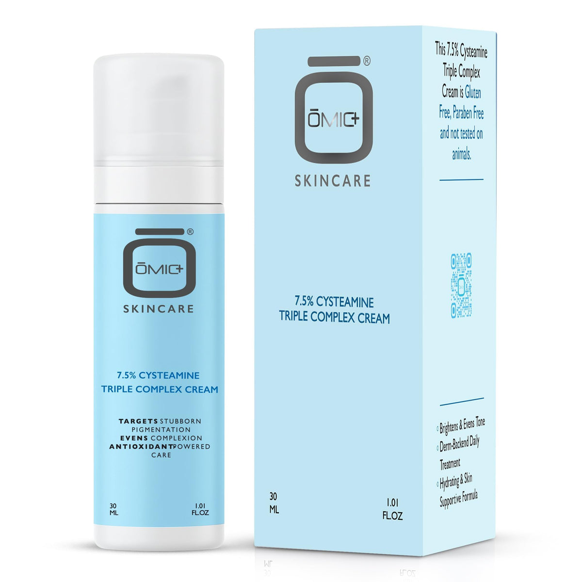 OMIC+ Skincare 7.5% Cysteamine cream bottle for brighter skin