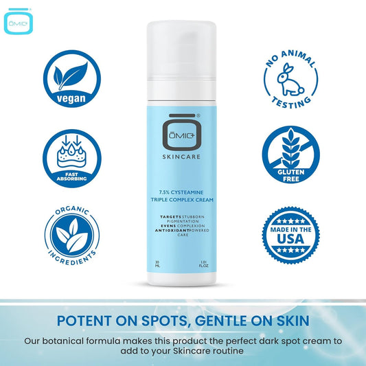 OMIC+ Skincare triple complex ingredients swirl for balanced tone