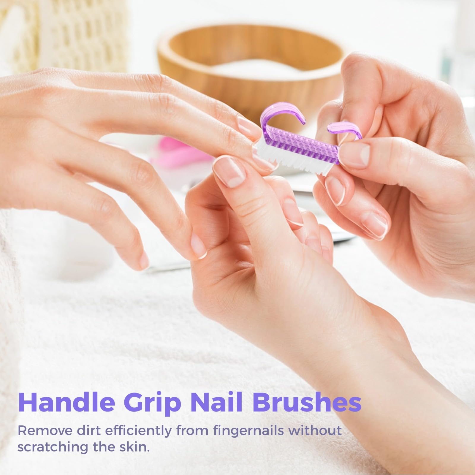 OMISTAR nail brush with ergonomic handle for comfortable grip during cleaning
