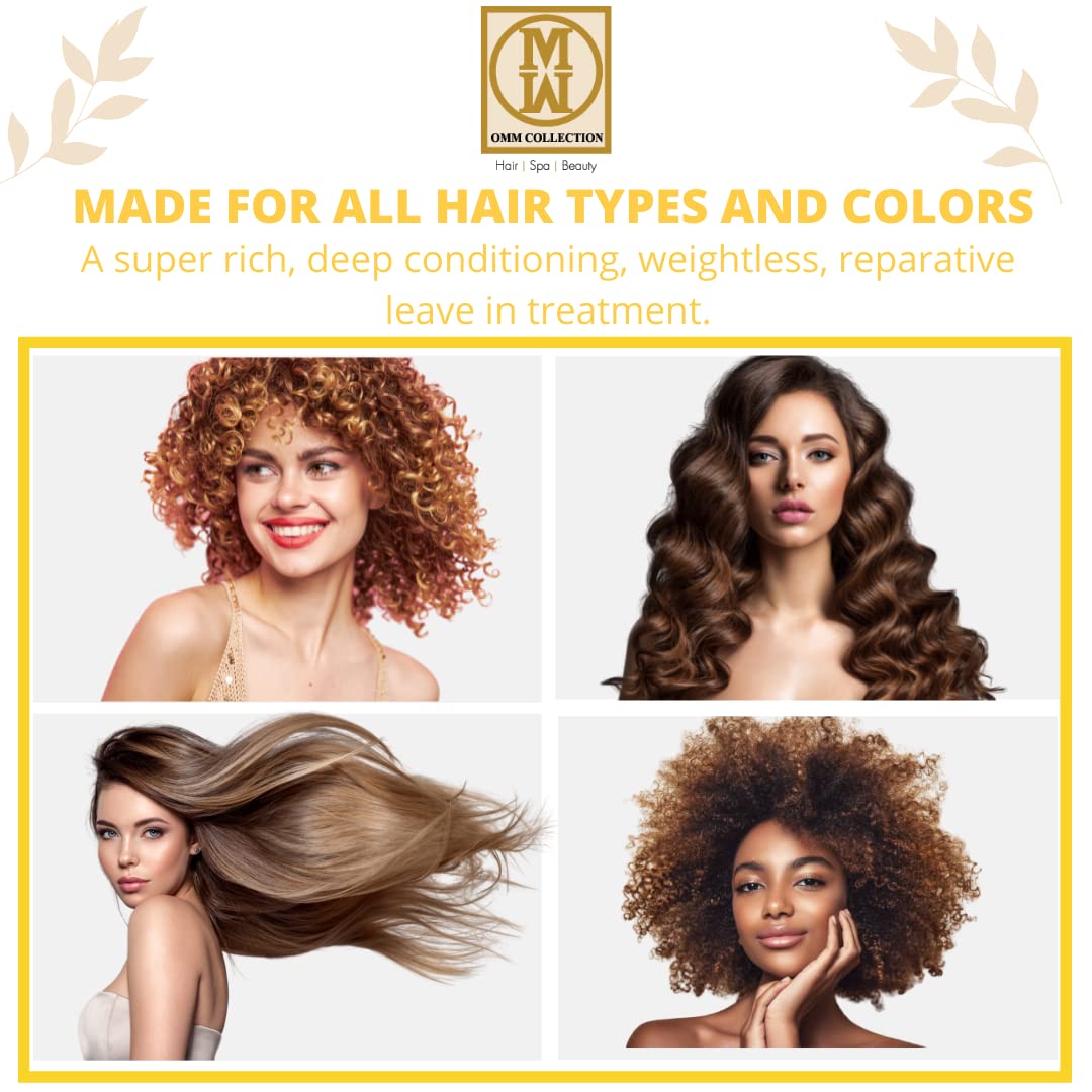 OMM Collection hair mask application scene shows smoothing spread