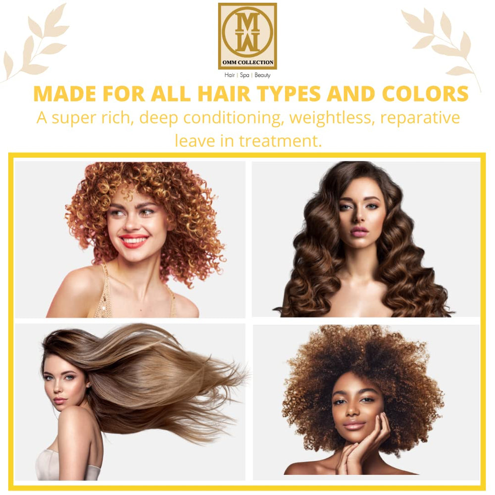 OMM Collection hair mask application scene shows smoothing spread