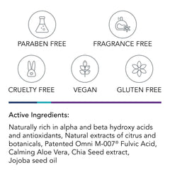 Omni Bioceuticals Biome Boosting Cleanser M-007 visuals highlight hydration and smooth skin.