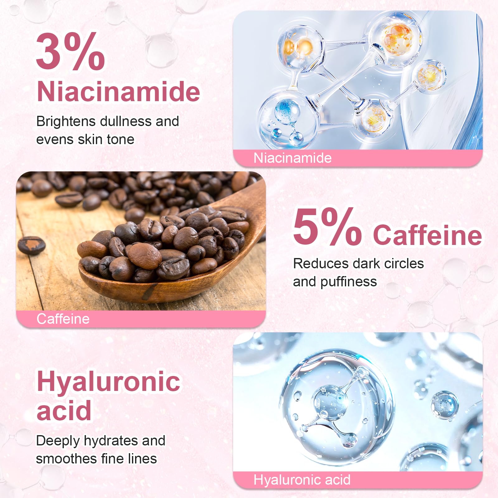 Omplen niacinamide and hyaluronic acid ingredients promise brightening and hydration.