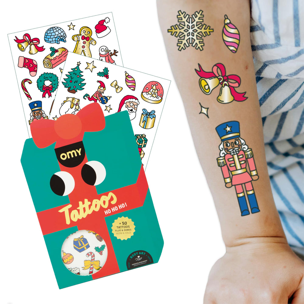 Omy Christmas tattoos Santa designs for quick festive fun for kids.