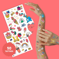 Omy Kawaii tattoos feature colorful designs that are kid-friendly and easy to apply.