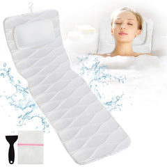 OMYSTYLE full-body bath pillow with anti-slip cups for secure tub attachment and stable soaking.