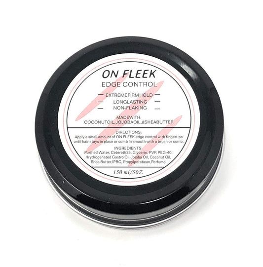 ON FLEEK Edge Control application brush demonstrates precise, smooth edge styling for natural or relaxed hair.