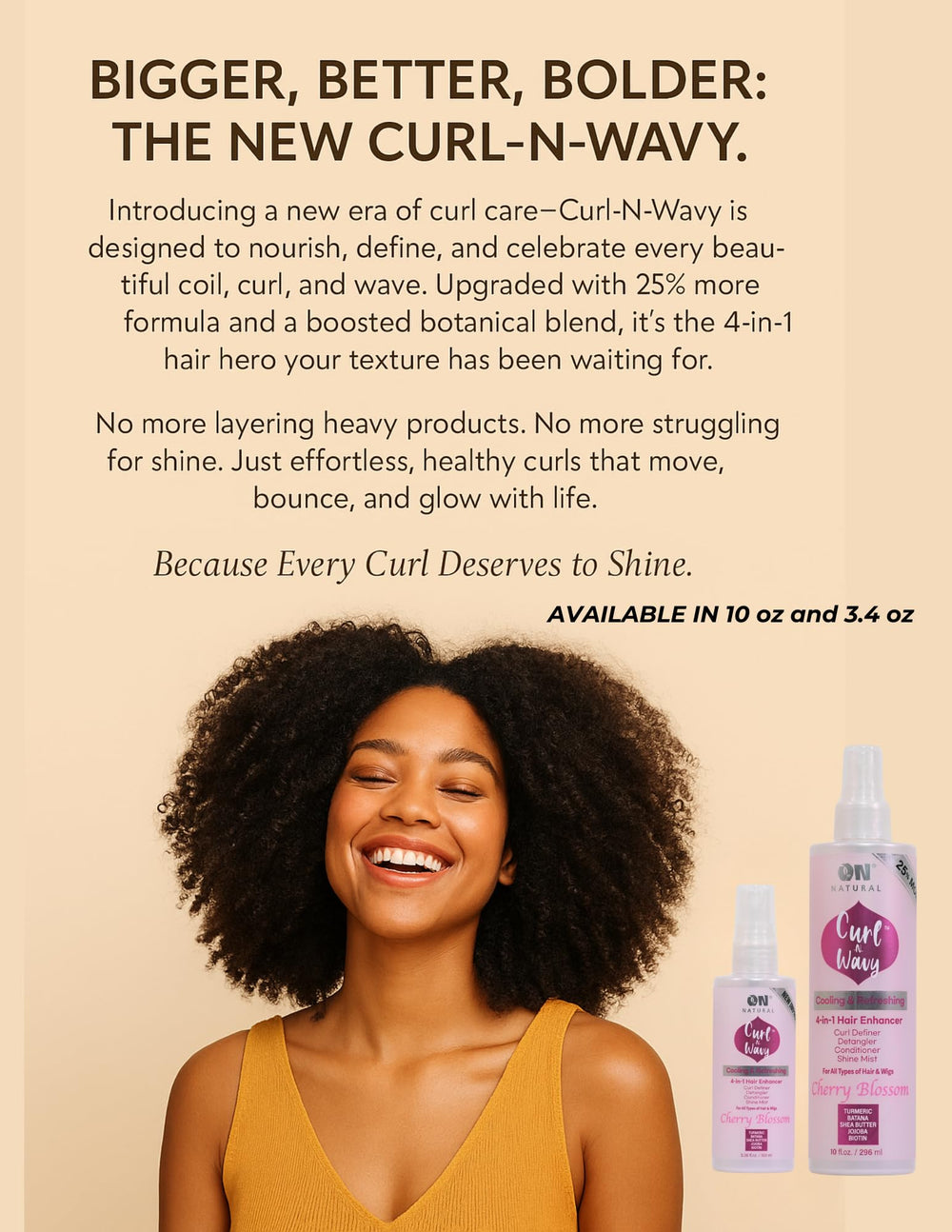 On Natural Curl-N-Wavy curls closeup highlighting defined texture.