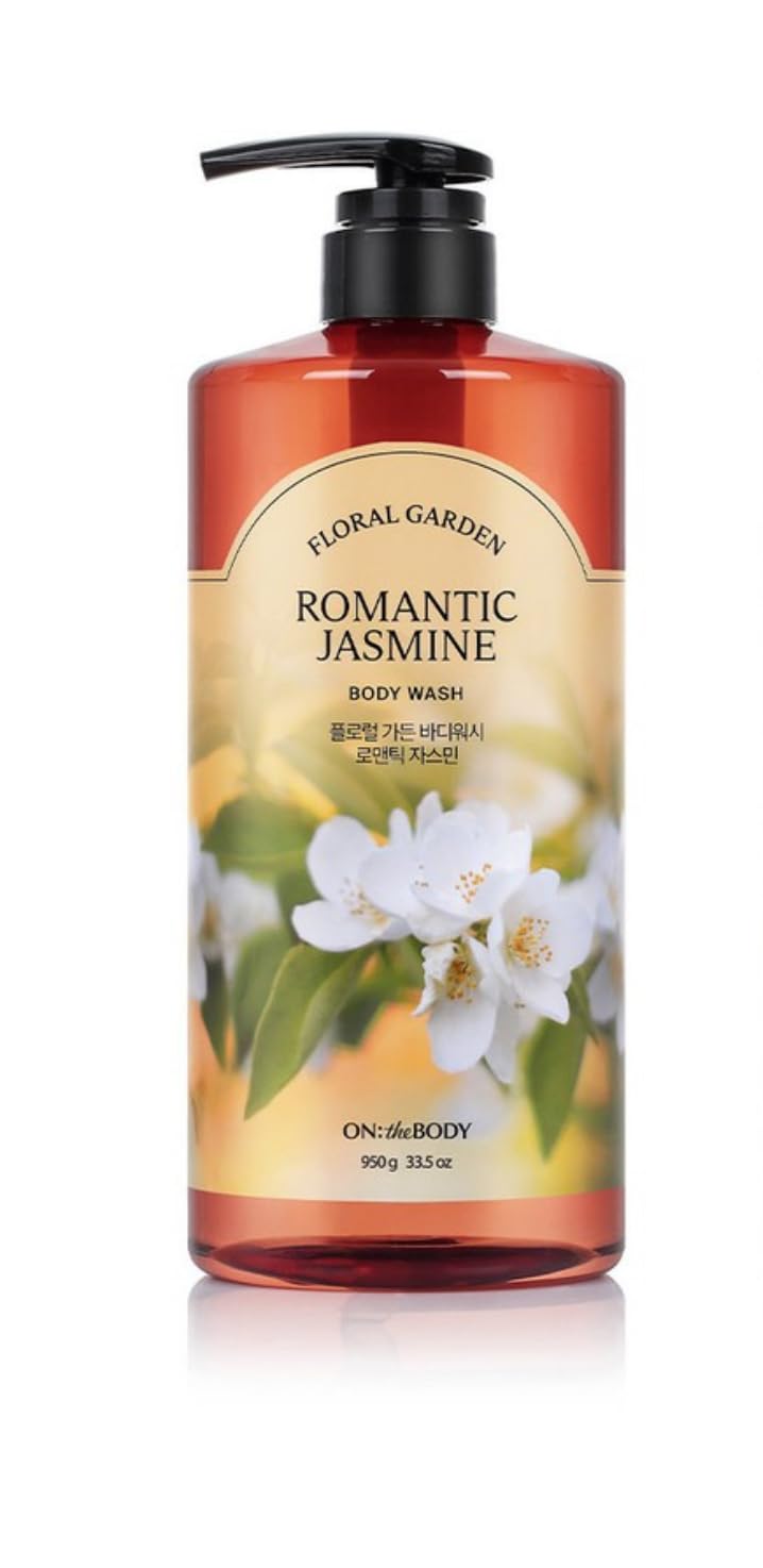 On The Body Floral Garden Jasmine body wash in pump bottle for easy daily cleansing.