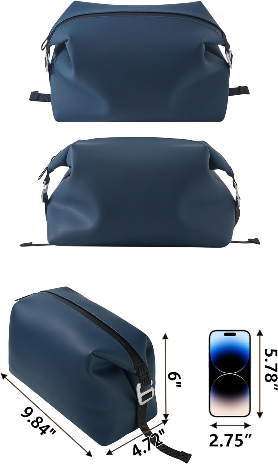 Onbagway navy silicone bag folded flat for compact packing in carry-ons