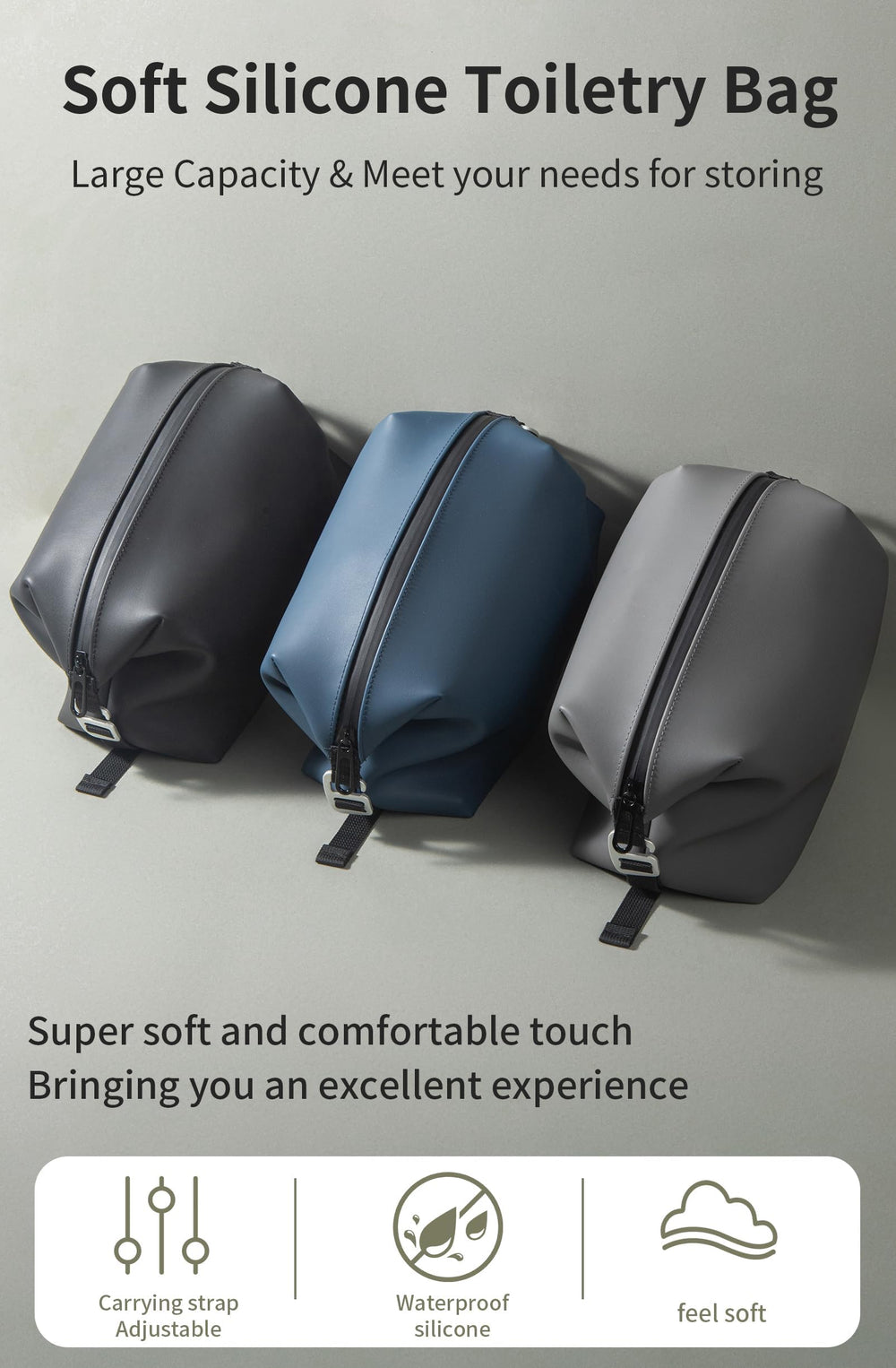Onbagway toiletry bag folded flat for compact carry-on storage